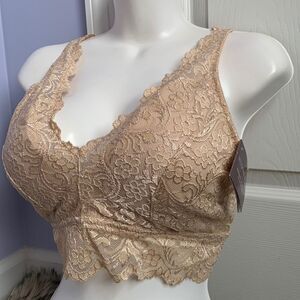 Smart & Sexy Pull On Padded Bralette Bra XL beige